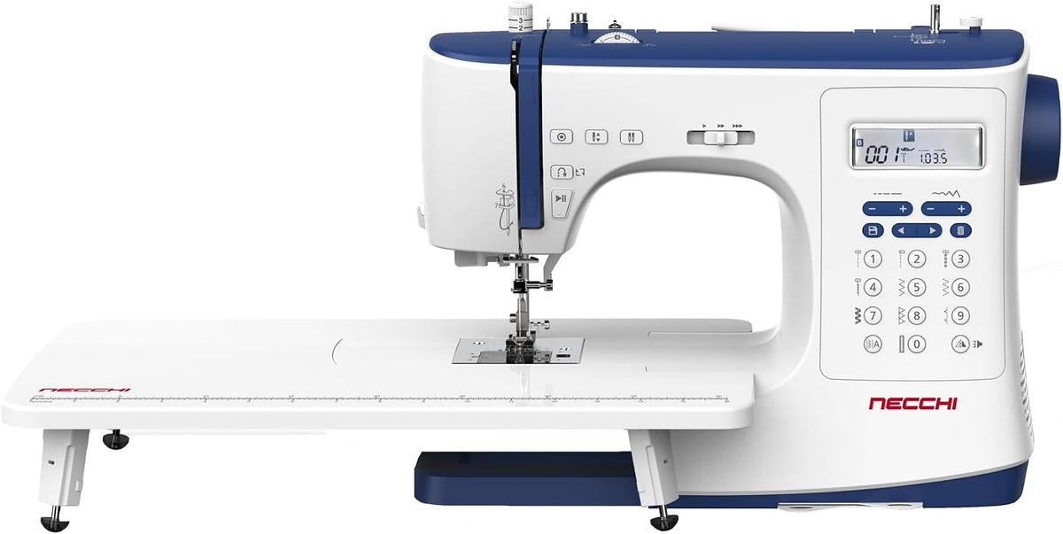 Necchi Overlock-Nähmaschinen, Grau, NC-103D Computer Nähmaschine mit Anschiebetisch, Stich 316, Horizontal Greifersystem