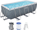 Bestway Stahlrahmenpool, 412 x 201 x 122 cm, Fassungsvermögen 8.124 Liter (90 % Füllung), Schiefergrau/Weiß