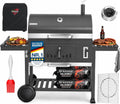 KESSER Holzkohlegrill, Schwarz, XXL Grillwagen Set mit Deckel & Thermometer, großer BBQ Kohlegrill Wagen, Smoker Grill mit Kamin & Lüftung