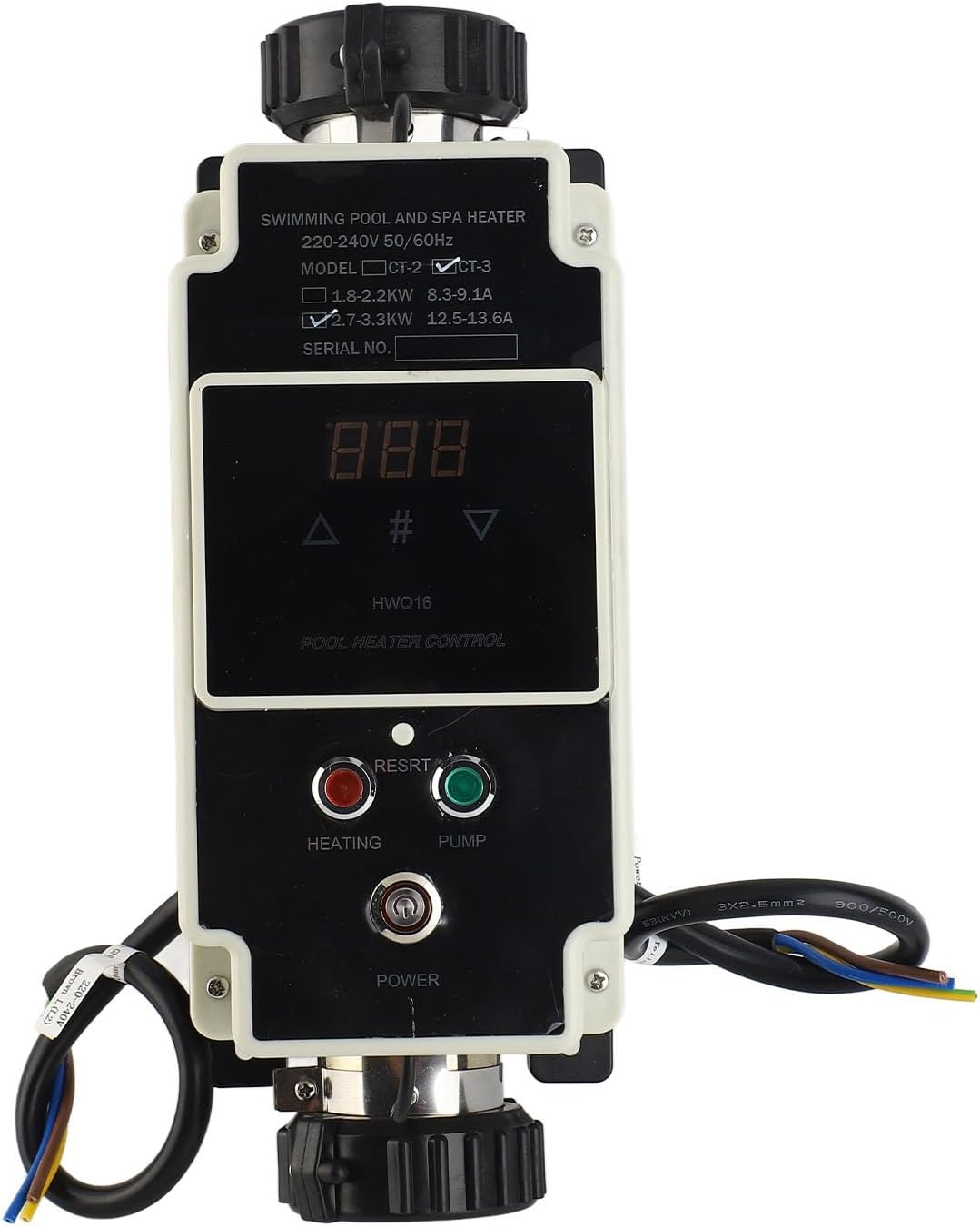 Pilipane Heizungen, 3,3 kW, 240 V, Schwarz/Weiß, 7 bis Poolheizung Elektrischer Schwimmbad