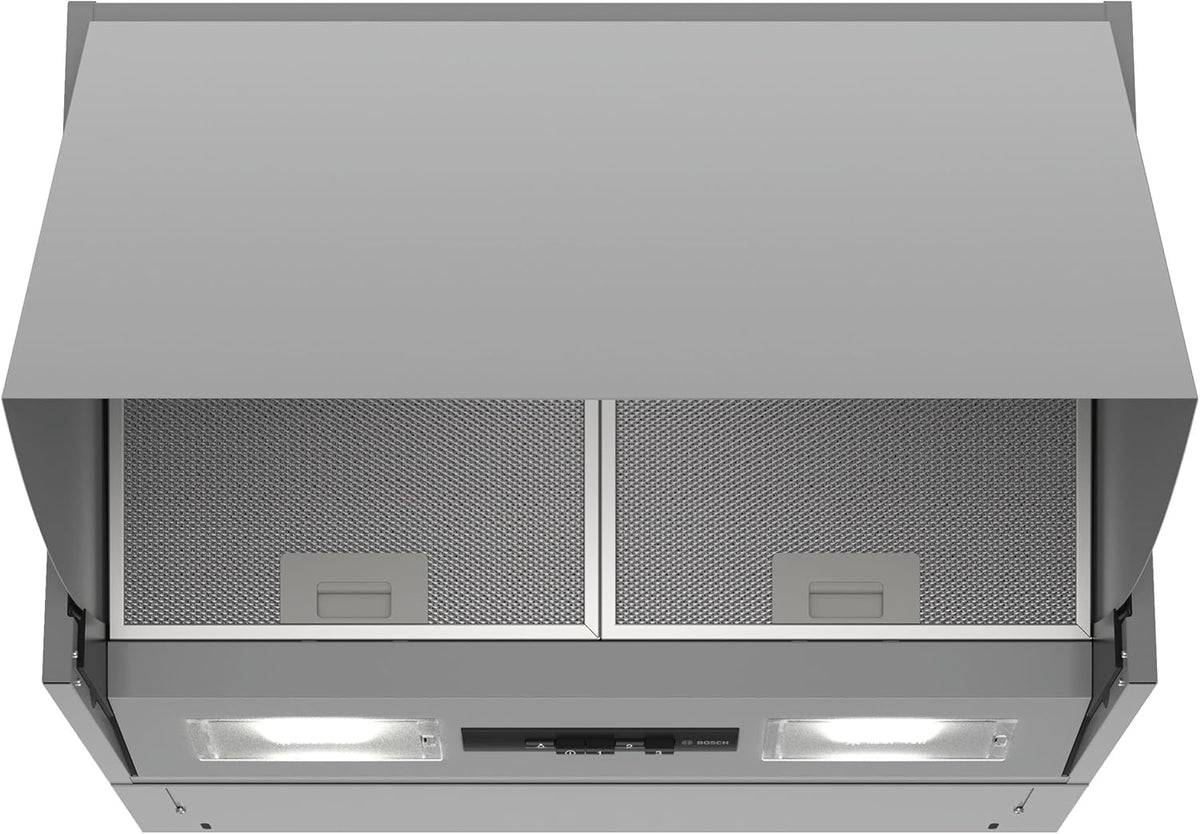 Bosch Dunstabzugshaube, 60 cm, Schwarz, DEM63AC00, Serie 2, Zwischenbauhaube, Um- und Abluft, LED-Beleuchtung gleichmäßige Ausleuchtung