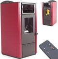 Apex Kaminofen, 9,5 kW, schwarz/rot, Pelletofen Pelletkamin Pelletheizung 56303 A+ Holzofen