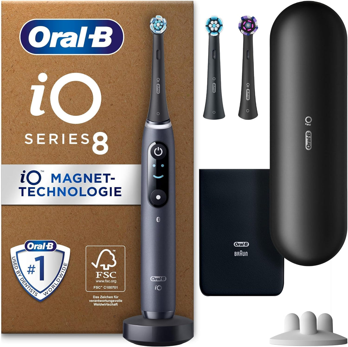 Oral-B Rotierend, Braun, iO Series 8 Plus Edition Elektrische Zahnbürste/Electric, PLUS 3 Aufsteckbürsten inkl. Whitening