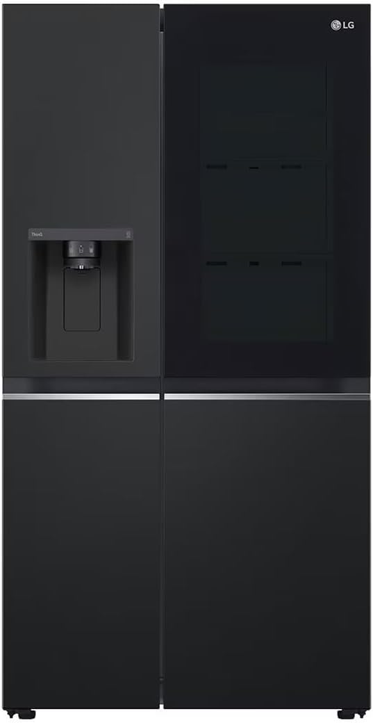 LG Kühlschrank, 635 L, Silber, GSGV81EPLL Side by Side, Klasse E, Instaview, mit Gefrierfach, Eis-, Crushed Ice- Wasserspender