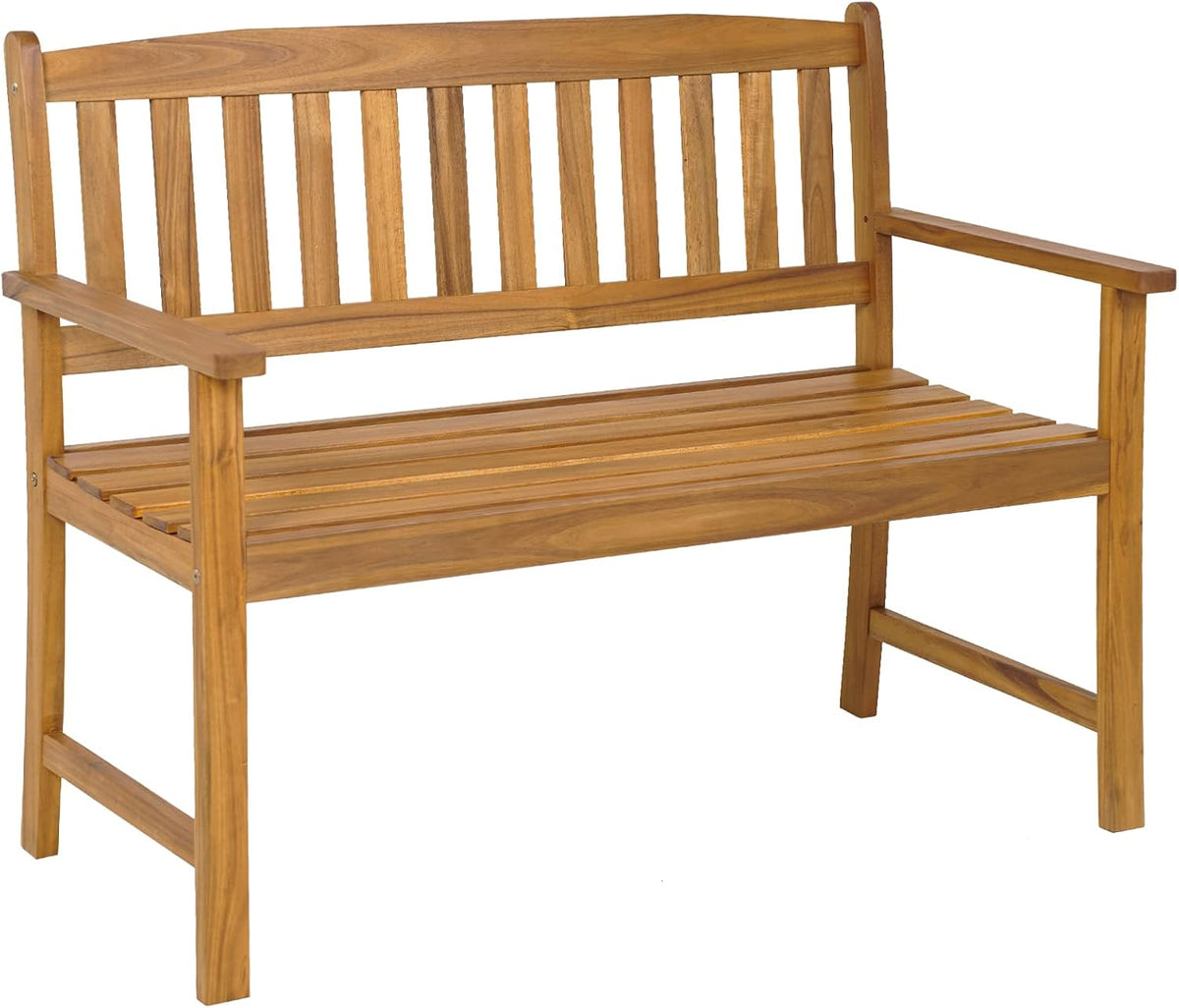 COSTWAY Sitzbank, Grau, Gartenbank Holz, Holzbank wetterfest, 2-Sitzer