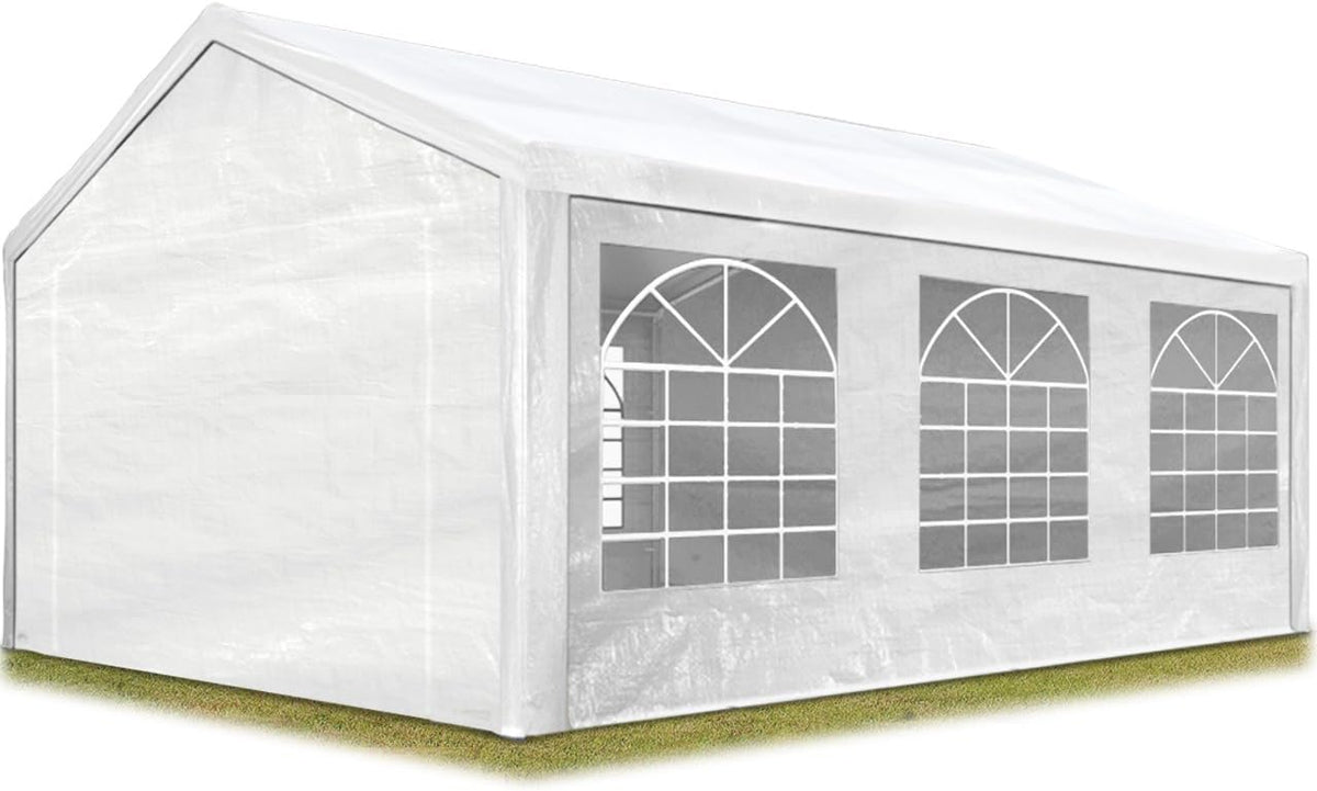 TOOLPORT Pavillon, Weiß, Partyzelt 4x6 m in PE Plane 350 N Wasserdicht UV Schutz
