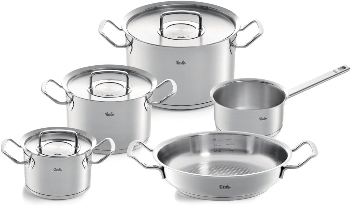 Fissler Topf-Set Original-Profi Collection Backofen, Silber, /Edelstahl-Koch, 5-teilig, mit Metall-Deckel (3 Kochtöpfe inkl. Deckel