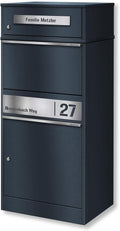 Metzler Wandbriefkästen, Anthrazit, Paketbox, Briefkasten mit großem Paketfach in, personalisierte Paketbox für draußen