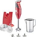 bamix Stabmixer, Rot, Set M200 SWISSLINE inkl. Multifunktionsmesser, Quirl, Schlagscheibe, Prozessor, Becher, Halterung