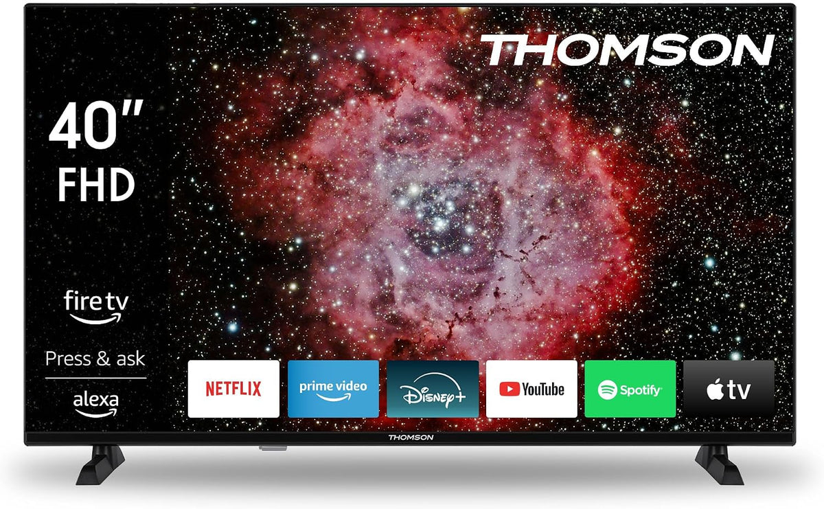 Thomson Fernseher, 40 Zoll, 100 cm, Schwarz, Smart TV, FHD Smart Fire TV, Alexa-Sprachsteuerung, Triple-Tuner (DVB-T/T2/C/S/S2)
