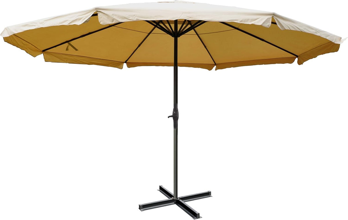 Mendler Sonnenschirme, 28 kg, 5m, Beige, Sonnenschirm Meran Pro, Gastronomie Marktschirm mit Volant Ø Polyester/Alu ohne