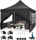 COBIZI Pavillon, Schwarz, Falt 3X3, 3x3m Wasserdicht Stabil Winterfest, Faltbar Partyzelt mit 4 Seitenwänden & 4 Sandsack Pop up