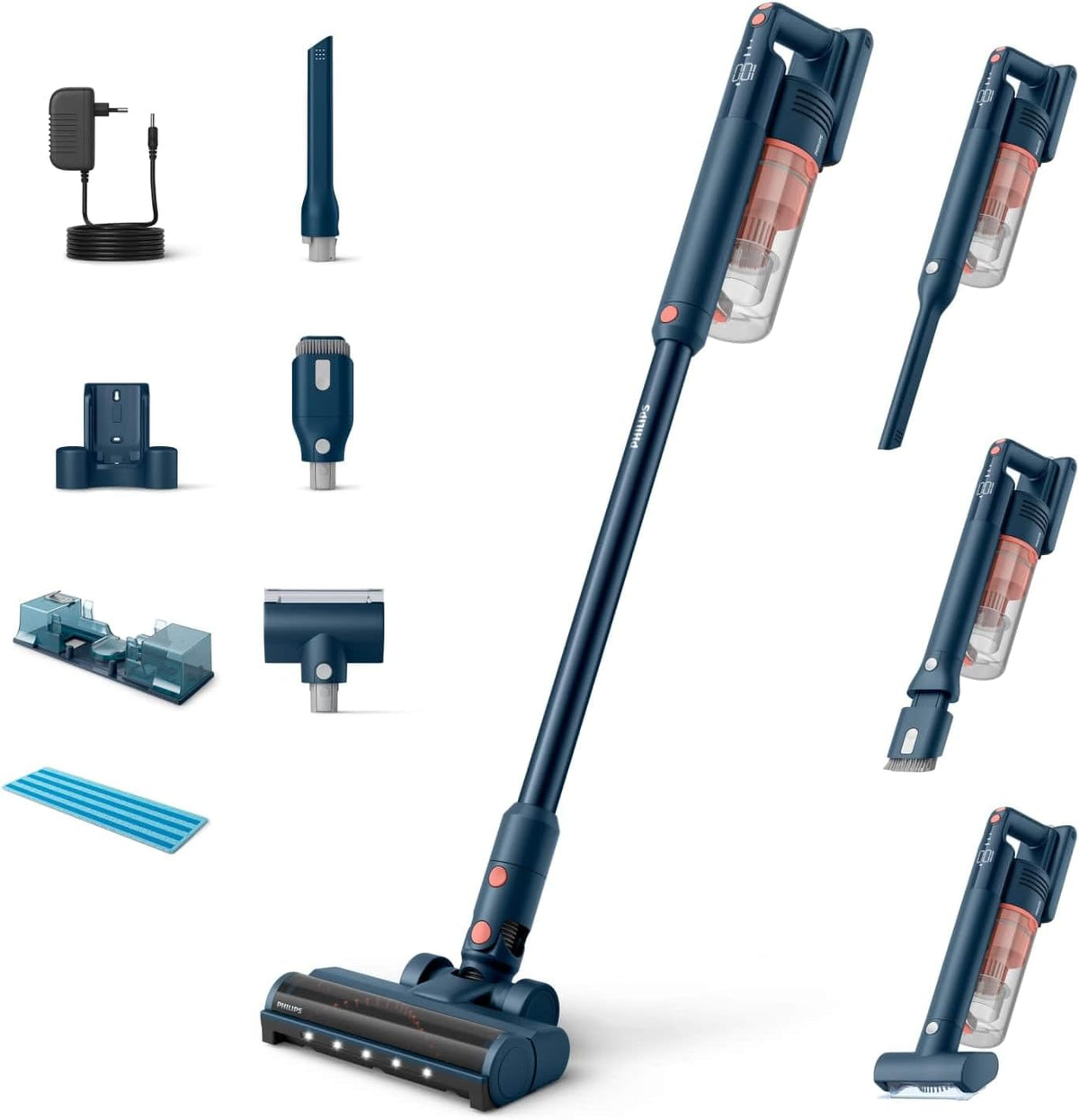 Philips Staubsauger, Blau, SpeedPro Max Kabelloser 5000 Series, Tierhaar-Düse, Leistungsstarke Saugkraft, 60 Min. Laufzeit