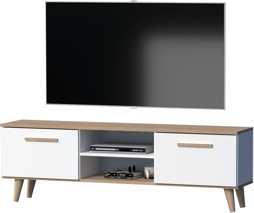 TV-Schrank GERMAN, 70 Zoll, 160 cm, Laminierte Möbelplatte (16 mm) mit ABS-Kanten, Eiche, Lowboard
