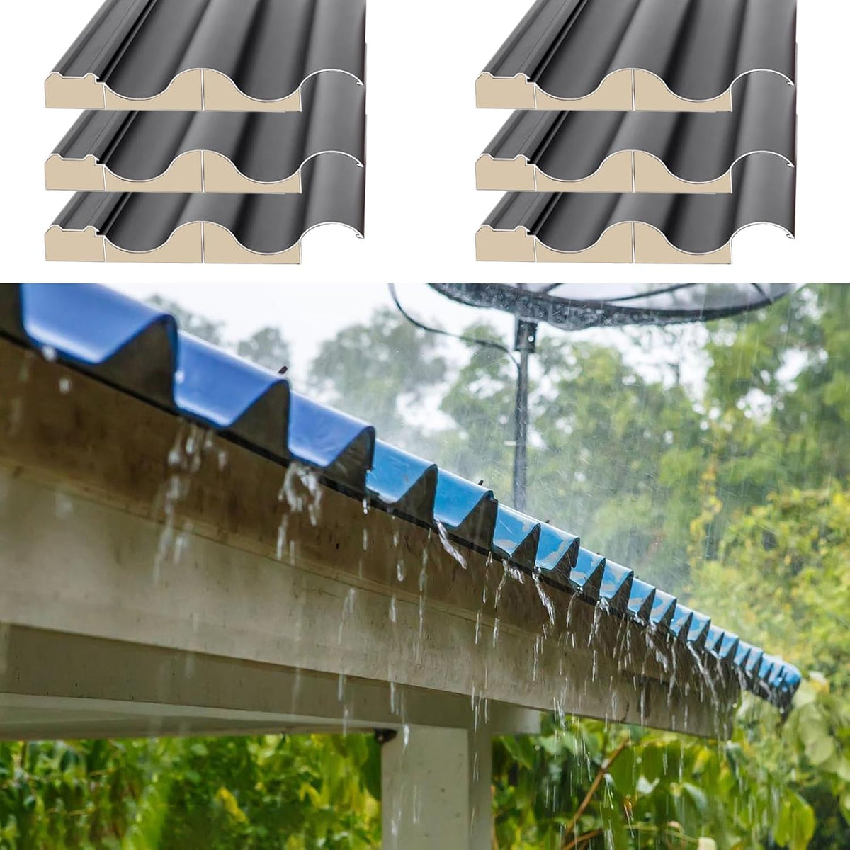 Wellplatten, 0,9 m, Weiß, Generisch Metalldachpaneele, 6-teiliges Set Wellblech-Dachpaneele, wasserdichte Dachabdeckung für Ställe