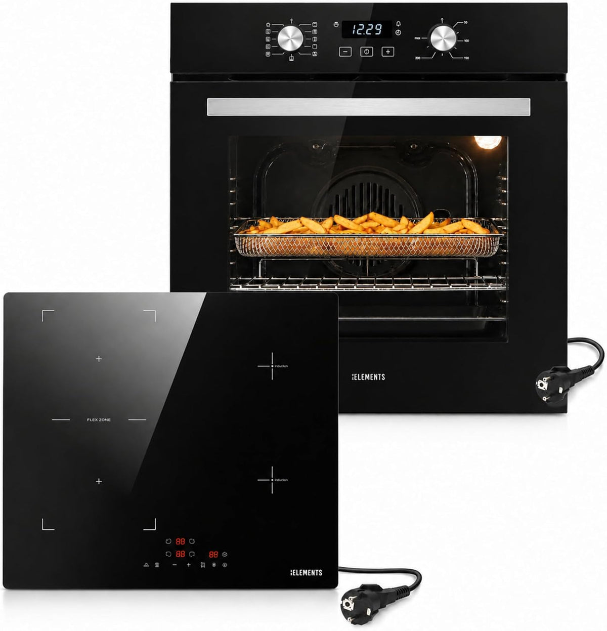 Autarkes Backofen, 73 Liter (Nutzvolumen: 65 Liter), 3000 Watt, 60 cm, 59 cm, Kristallglas, Schwarz