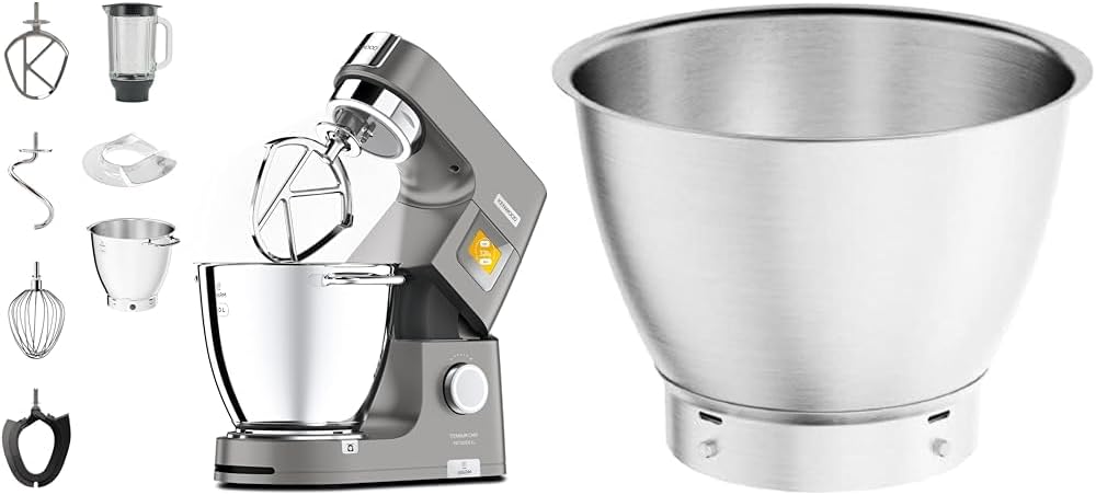 Kenwood Universalküchenmaschinen, Grau/Silber, Titanium Chef Patissier XL KWL90.034SI, Küchenmaschine & Edelstahl-Schüssel KAB50.000BS