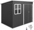 Gerätehaus Outsunny, 260x177x190 cm, 4,13 m, Grau, Metall ² mit Fenster Pultdach Lüftungsöffnungen