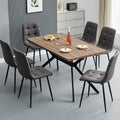 ANVOFONG Essgruppe, 140 x 80 x 76 cm, Dunkelbraun/Grau, Esstischset Esstisch mit 6 braunen Esszimmerstühlen, Esszimmer und Wohnzimmer