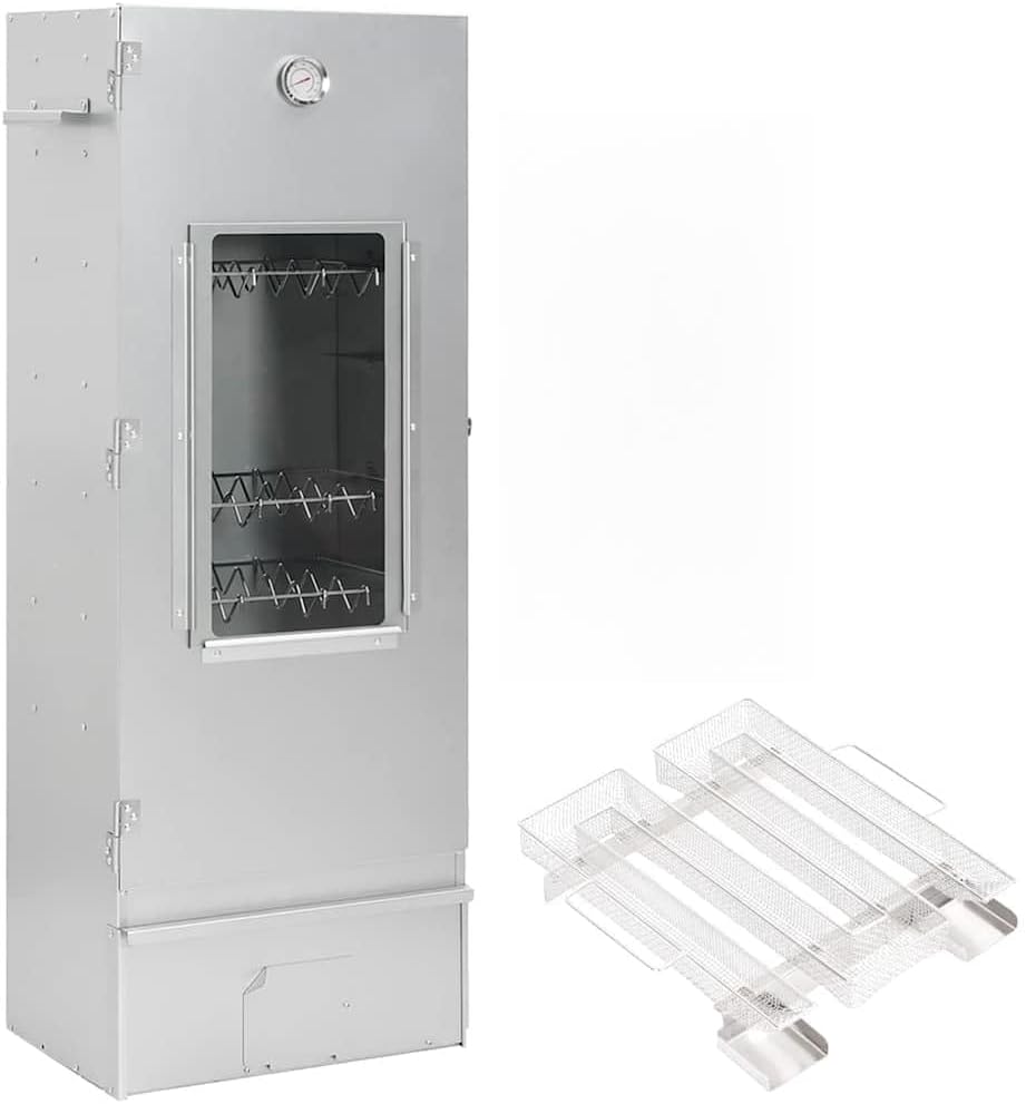 LoogCape Powerstation, Verzinkter Stahl, Glas, Silber, Räucherofen mit Kaltrauchgenerator aus verzinktem Stahl