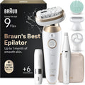Braun Elektrorasierer, Braun/Gold, Epilierer Damen Silk·épil 9 Flex SkinSpa, 9-681 3D, Wasserdicht, Gold