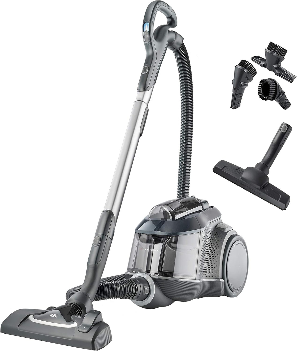 AEG Staubsauger, 72 dB, 1,6 l, 12 m, Grau, LX9-3-STM ohne Beutel (3D Filter-System, 650 Watt, inkl. Zusatzdüsen