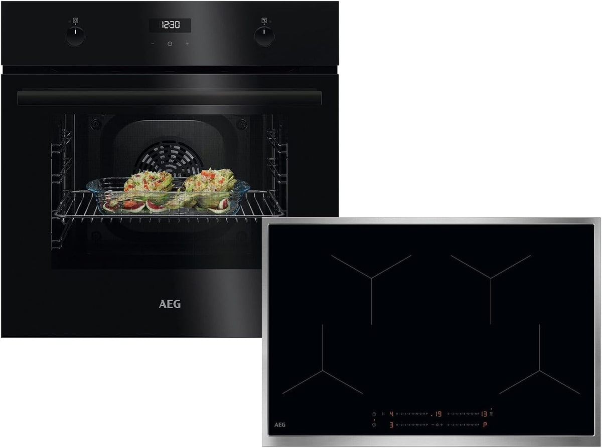 AEG Backofen, Schwarz, AB17B Set BEK43511XB + Induktionskochfeld OIO84A00XB