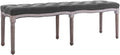 vidaXL Sitzbank, 150x40x48 cm, Leinen-Polsterung + Massivholz-Rahmen, Dunkelgrau