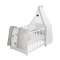 roba Bett, 70 x 140 cm, Grau, Baby Set Adam & Eule - - Mitwachsendes Kinder mit wäsche, Himmel