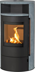 H&M Germany Kaminofen, 150 mm, 8kw, schwarz, München Max Style /Naturstein Rauchrohranschluss Holzofen
