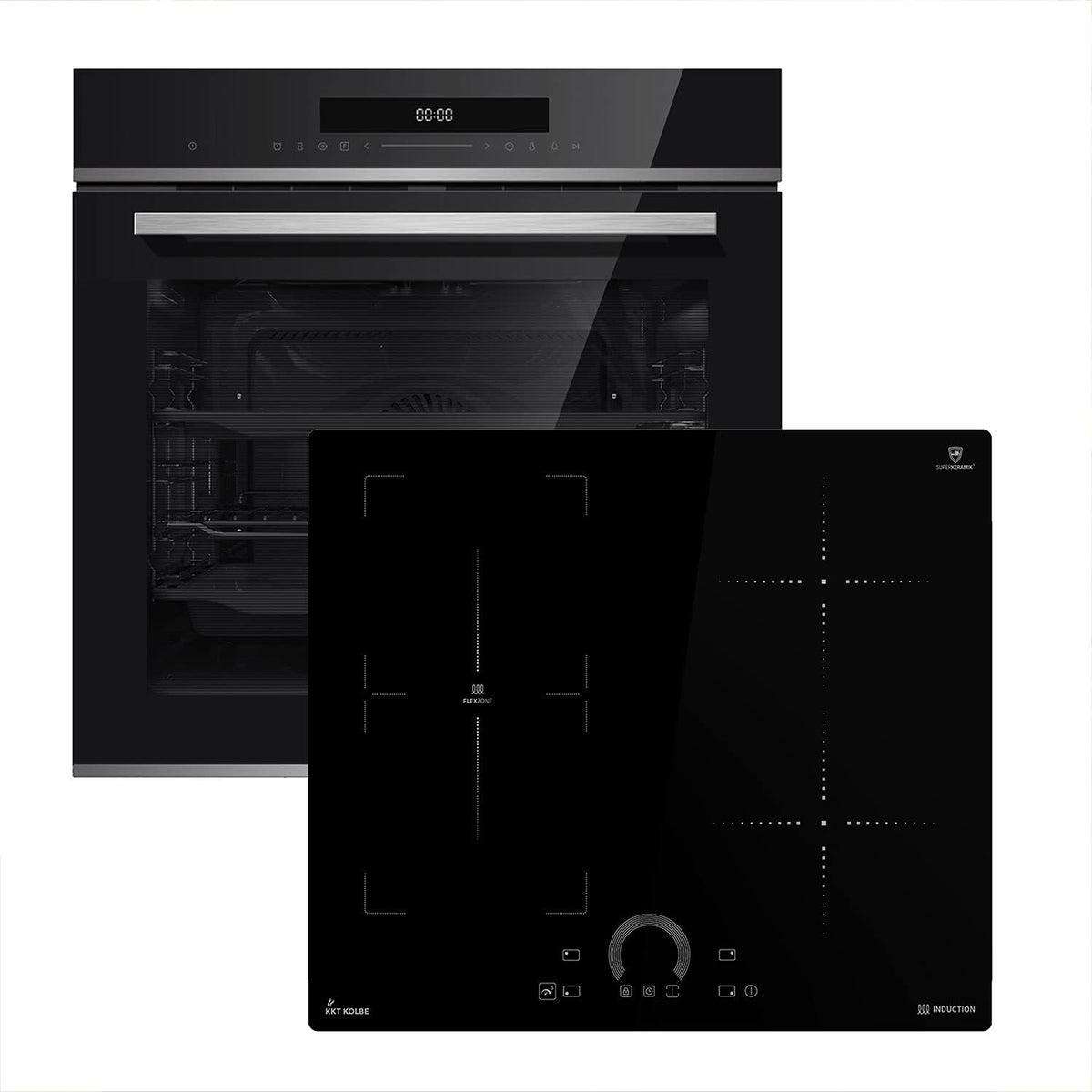 KKT KOLBE Backofen, 60 cm, 59 cm, Schwarz, Autarkes Herdset: Einbau EB8019EDP + Induktionskochfeld