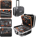 REALTEK Werkzeugkasten, Schwarz, Werkzeugkoffer 123 tlg Werkzeug Set mit Trolley-Funktion