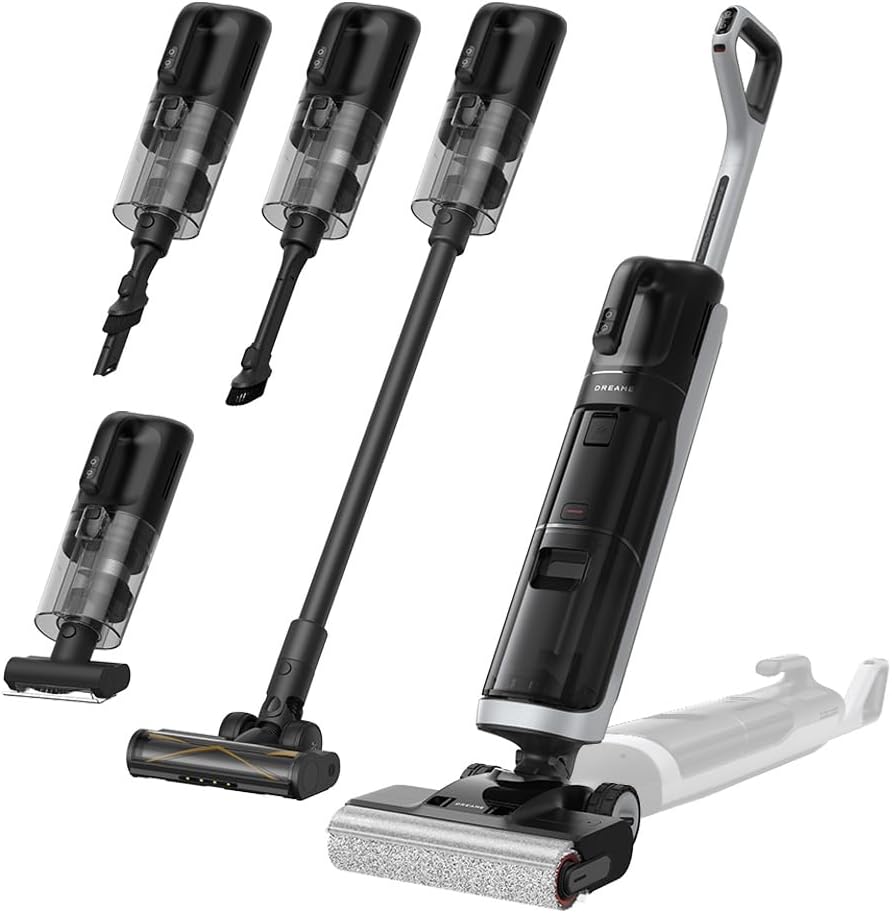 dreame Staubsauger, Schwarz/Silber, H14 Dual Nass-Trockensauger 5-in-1, clevere Dosierung, flaches Design, 60 °C Bürstenreinigung