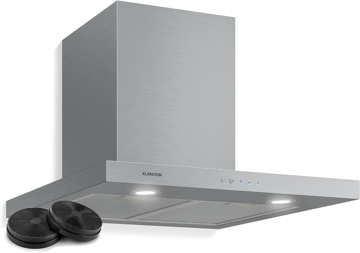 Klarstein Dunstabzugshaube, 640 m, 64 dB, 60 cm, silber, Limelight - Edelstahl Wandhaube, Abzugshaube mit 3 Leistungsstufen