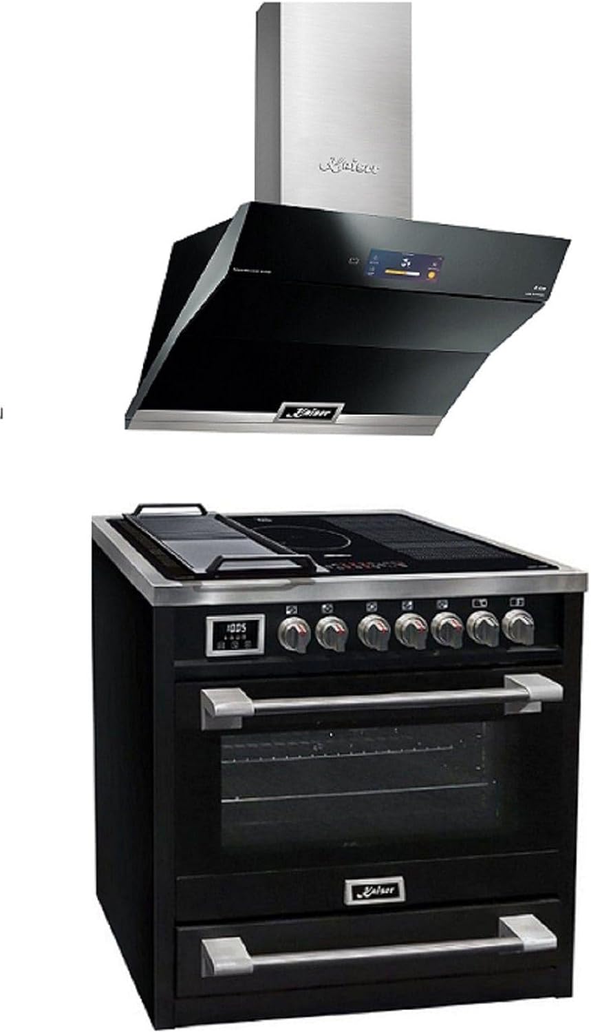 Kaiser Elektroherd, 90 cm, 115 L, Schwarz/Silber, Induktions-Standherd HC 93691 IS, Elektro Standherd mit Induktionskochfeld