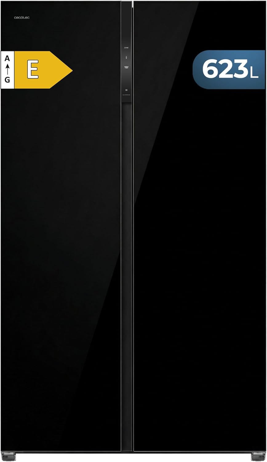 Cecotec Side-by-Side-Kühlschrank, 623 L, 25 L, Schwarz, Total No Frost, Inverter Plus, MetalFlex Cooling, Multi AirFlow