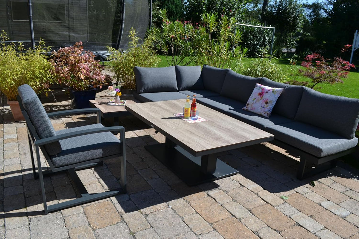 bomey Lounge- & Cocktailsessel, 150x90 cm, Dunkelgrau/Anthrazit, edle Ecklounge Gartenlounge Baltimore I unempfindlicher HPL