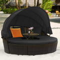 Sofa GIANTEX, 192 cm, PE-Rattan, Metall, Schwamm, Polyester, Vliesstoff, Mehrfarbig