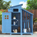 Gerätehaus MYBOO, 124x46x174 cm, Blau, Gartenschrank Geräteschuppen mit Drehbarer Riegel, Pultdach und 2 Ablagen