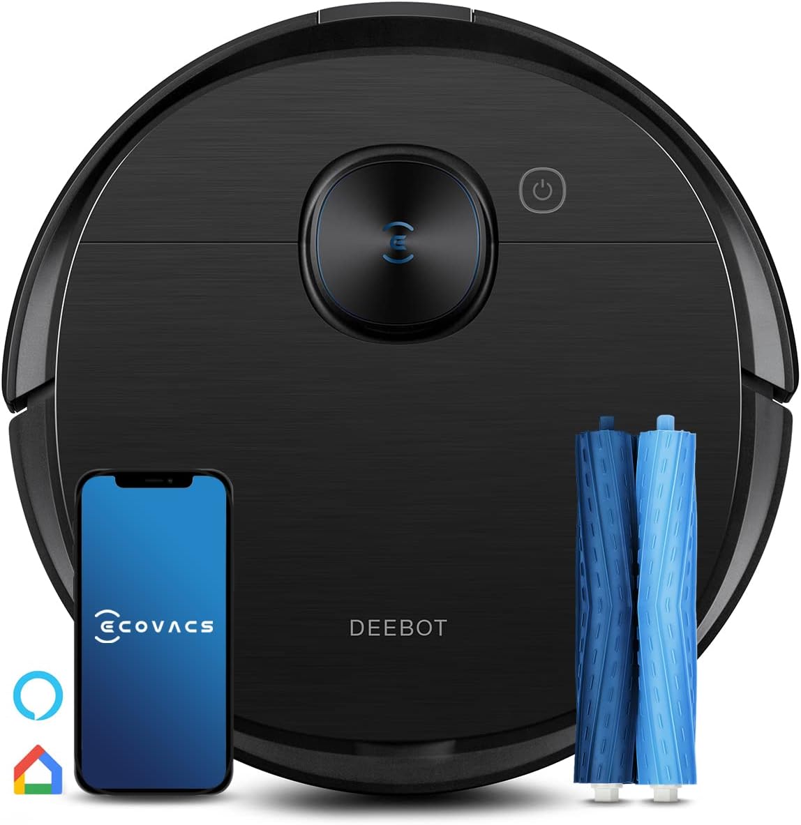 ECOVACS Saugroboter, Schwarz/Blau, DEEBOT T9 AIVI mit Wischfunktion (3000Pa AIVI, Verwicklungsfreie AeroForce Multi-Surface