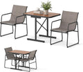 Gartenmöbel-Set KOMFOTTEU, Stoff, Metall., Natur, Gartengarnitur, 3-TLG. Gartenmöbel Set, Balkonset mit 1 Esstisch und 2 Stoffstühlen