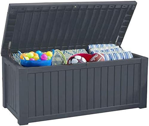 Koll Living Garden Auflagenboxen, 570 Liter, 250 KG, Anthrazit, Auflagenbox/Kissenbox l 100% Wasserdicht l mit Belüftung
