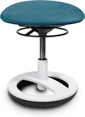 TOPSTAR Hocker, Grau, Sitz Sitness Bobby für Kinder, Standfußring Alu weiß lackiert, Stoff, Petrolblau SU83CR5