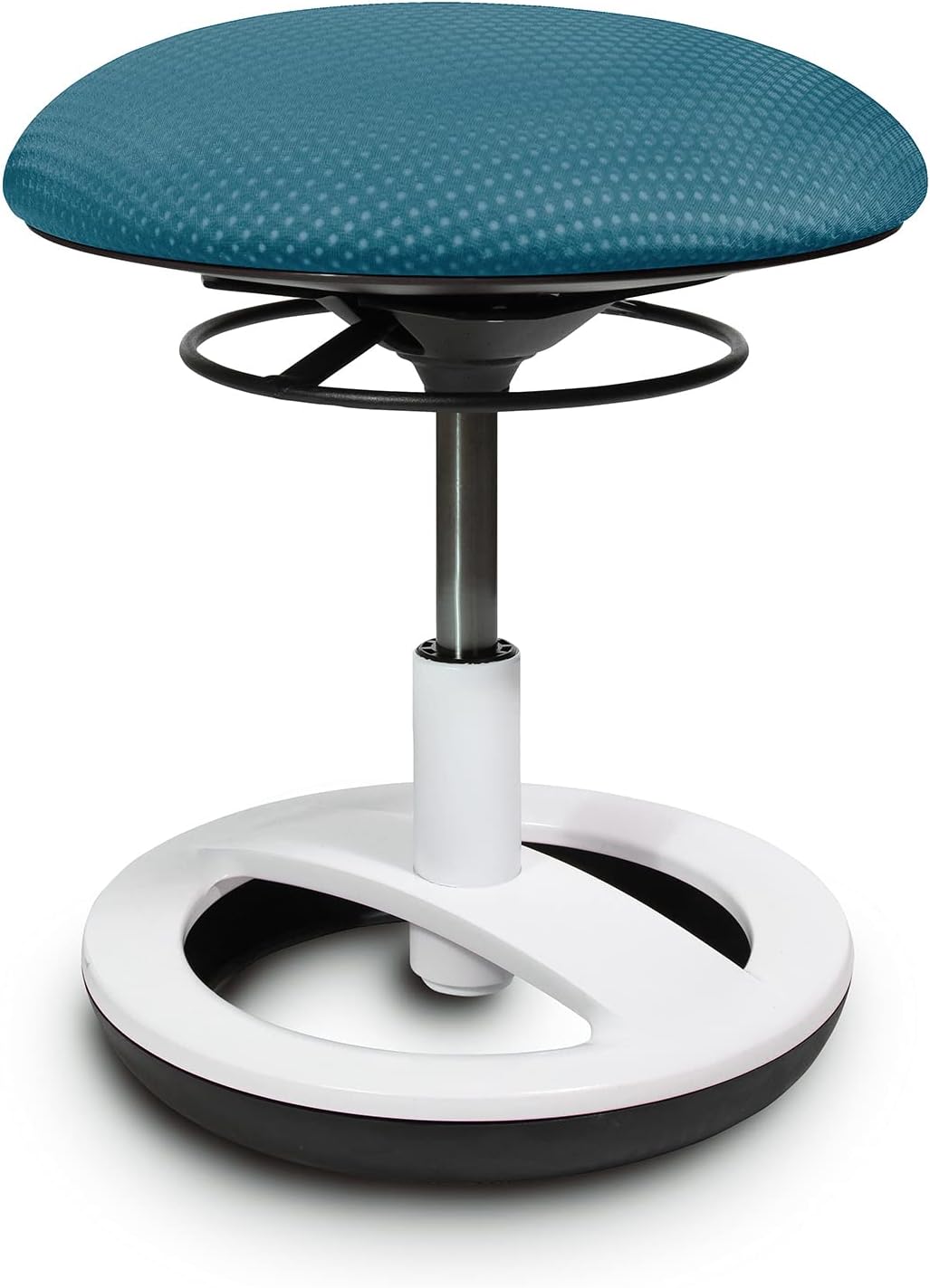 TOPSTAR Hocker, Grau, Sitz Sitness Bobby für Kinder, Standfußring Alu weiß lackiert, Stoff, Petrolblau SU83CR5