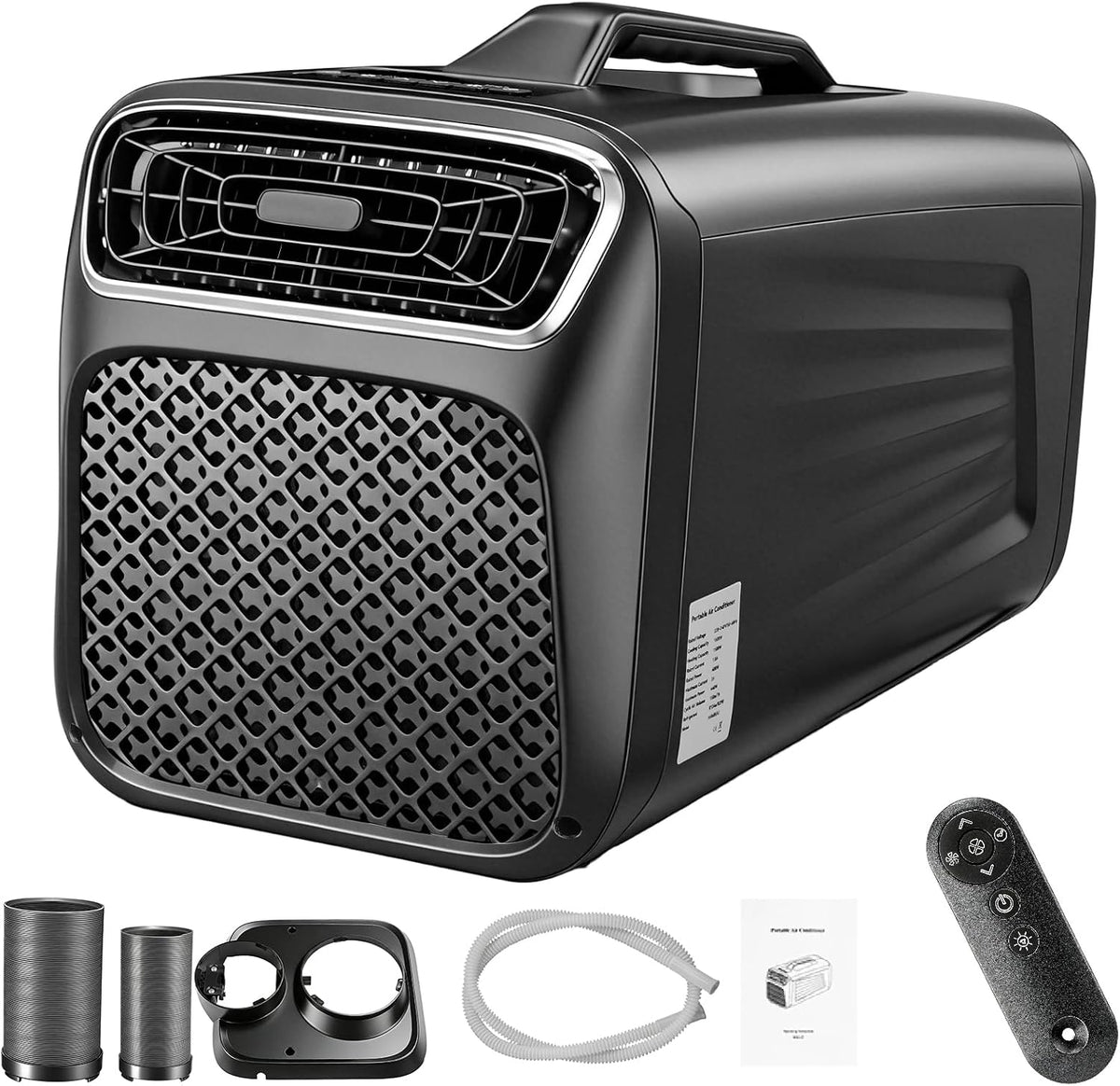 ISINEVER Klimaanlage, Schwarz, 5200 BTU Mobile mit Abluftschlauch, 10 sqm, 5 in 1 Klimagerät mit Kühlung Entfeuchter Ventilator