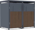 FM-SOLAR Mülltonnenbox, 240 L, 2 M, Anthrazit, Pool ROYAL mit Holzoptik für ülltonnen wetterfest mit Pedal