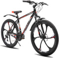 HH HILAND Mountainbike, 26 Zoll, Schwarz/Rot/Weiß, für Erwachsene, 3/6 Speichenrad 18 Gang Herren Damen mit, MTB Aluminiumrahmen Fahrrad