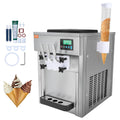 VEVOR Eismaschine, 1800 W, 1,8 L, 4 L, Silber/Weiß, Kommerzielle, 3-Geschmacksrichtungen, Soft Arbeitsplatte, 2 x Trichter