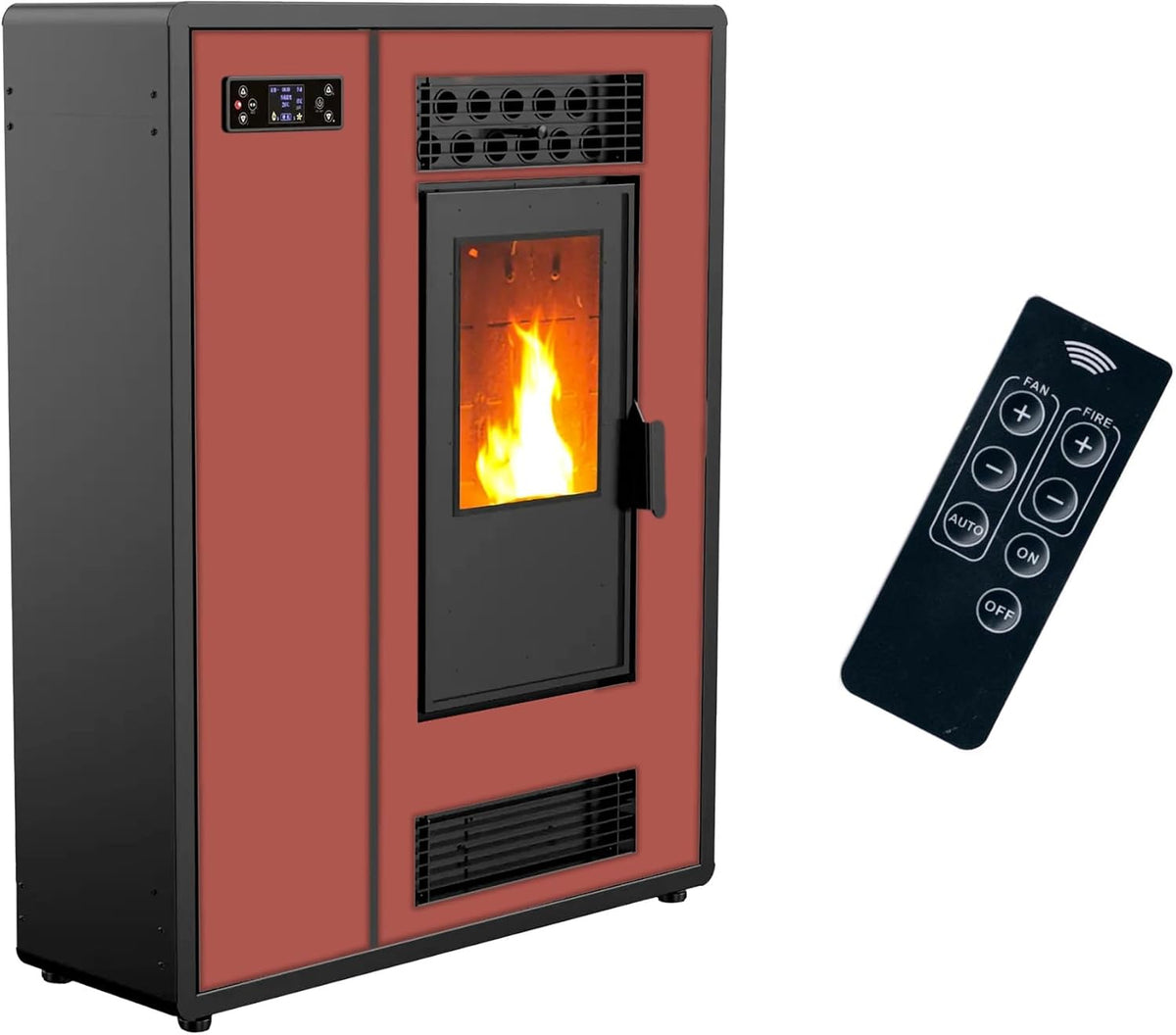 Sannover Pelletheizungen, 12,2 kW, Bordeaux/Schwarz, Air Slim Astral Pelletofen Bordeaux