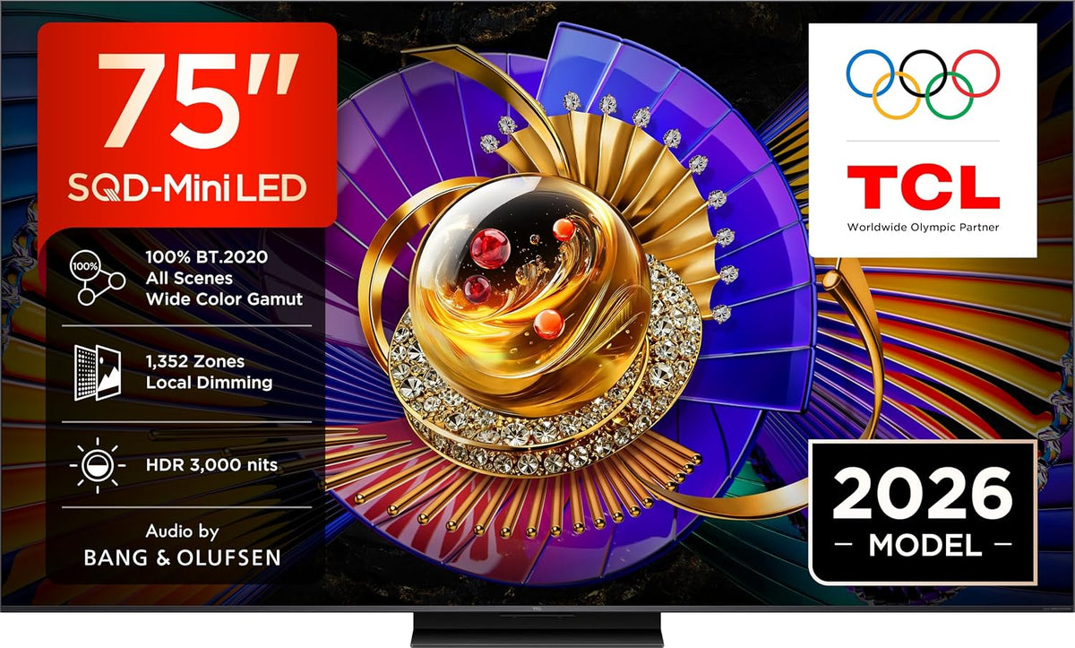 TCL Fernseher, 75 Zoll, Schwarz, Smart TV, 75C7 L SQD-Mini LED 4K Smart TV, 2600 Nits HDR , 144Hz Motion Clarity Pro